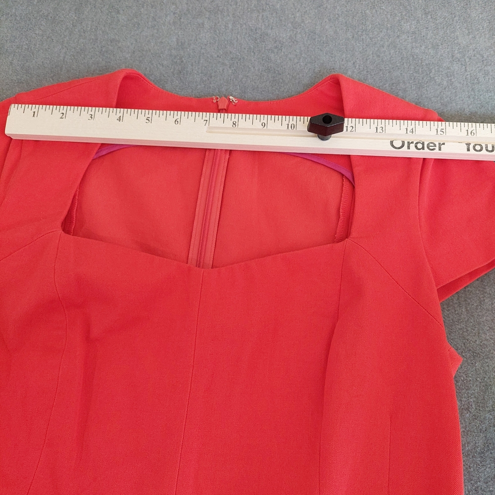 Banana Republic Red Square Neck Sheath Dress Size 12 Cap Sleeve Professional - Picture 5 of 9